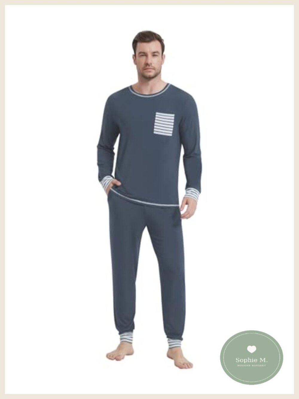 Men's Viscose from Bamboo Pajama Set Henley Top Sleep Pants Loungewear